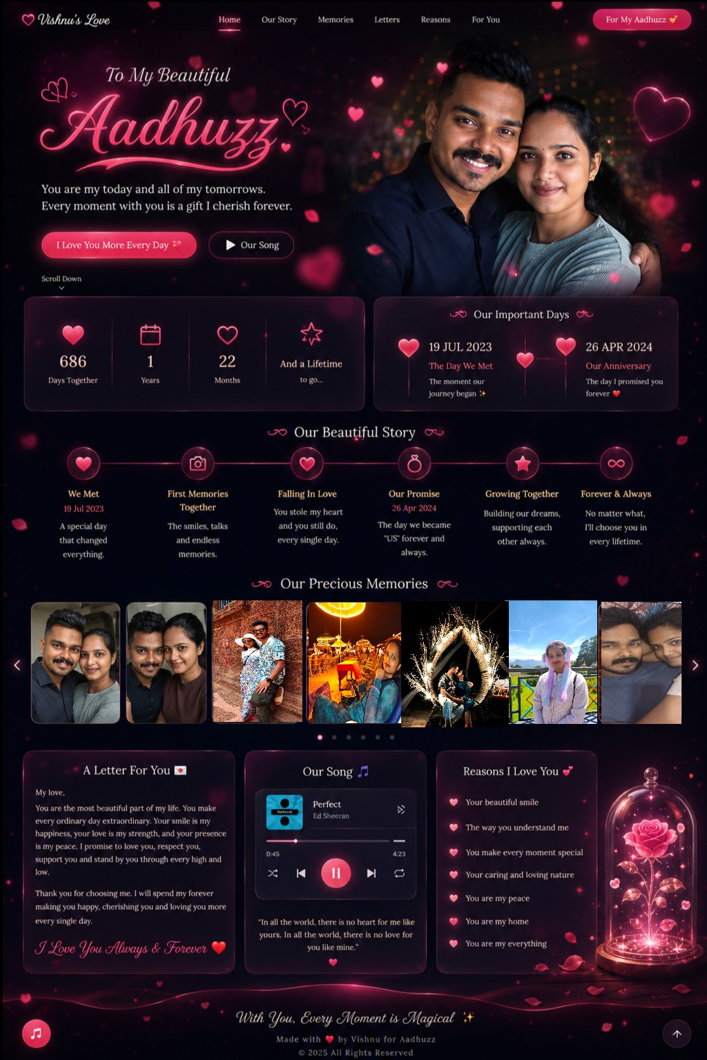 Vishnu's Love — a romantic website for Aadhuzz